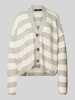 Vero Moda Relaxed Fit Strickjacke mit Streifenmuster Modell 'NATHALIE' Hellgrau