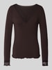 VERO MODA Slim Fit Langarmshirt aus Modal-Mix mit Woll-Anteil Modell 'SKYE' Dunkelbraun