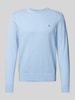 CK Calvin Klein Gebreide pullover met logostitching, model 'PIMA' Lichtblauw