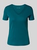 Christian Berg Woman T-Shirt mit geripptem V-Ausschnitt Petrol