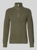 MCNEAL Strickpullover mit Troyer-Kragen Oliv