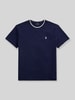 Polo Ralph Lauren Koszulka T-shirt z mieszanki bawełny w kroju regular fit z kontrastowymi paskami Granatowy