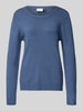 Vila Strickpullover mit gerippten Abschlüssen Rauchblau