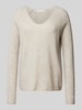 Fynch-Hatton Strickpullover mit V-Ausschnitt Beige Melange