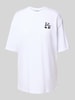 Review Oversized T-shirt met motiefstitching Wit