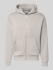 REVIEW Regular Fit Sweatjacke mit Känguru-Tasche Hellgrau
