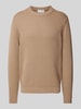 SELECTED HOMME Gebreide pullover met ribboorden, model 'DANE' Beige