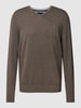 Christian Berg Men Sweatshirt mit V-Ausschnitt Mittelbraun meliert