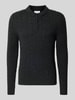 Lindbergh Strickpullover aus Leinen-Mix mit Polokragen Dunkelgrau