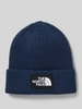 The North Face Beanie in gebreide look met logopatch, model 'Box' Marineblauw