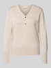 FREE/QUENT Gebreide pullover met V-hals, model 'Katie' Beige