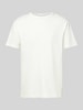 SELECTED HOMME T-Shirt mit geripptem Rundhalsausschnitt Modell 'SANDER' Offwhite