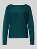 comma Gebreide pullover van viscosemix met boothals Petrol