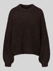 VERO MODA Pullover met gestructureerd oppervlak model 'CARMEN' Chocoladebruin