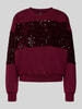 Pieces Regular fit sweatshirt van katoenmix met pailletten, model 'NANCY' Bordeaux