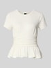 Gina Tricot T-Shirt mit geripptem Rundhalsausschnitt Offwhite