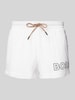 BOSS Relaxed Fit Badeshorts mit Label-Print Modell 'Mooneye' Weiss