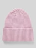 Pieces Beanie aus Rippstrick mit Umschlag Modell  'HEXO' Rosa