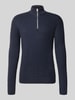 JACK & JONES Strickpullover mit Troyer-Kragen Modell 'PANNEL' Marine