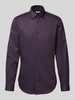 Jake*s Slim Fit Business-Hemd mit Knopfleiste Aubergine