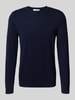 SELECTED HOMME Sweter z dzianiny o kroju regular fit z czystej bawełny model ‘BERG’ Ciemnoniebieski