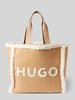 HUGO Tote Bag mit Teddyfell-Besatz Modell 'Becky' Beige