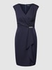 Lauren Ralph Lauren Knielanges Kleid mit V-Ausschnitt Modell 'RYLAN' Marine