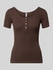 PIECES Slim Fit T-Shirt aus Baumwoll-Mix Modell 'KITTE' Dunkelbraun