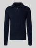 bugatti Schipperstrui van wolmix met labeldetail Marineblauw