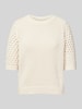 BOSS Gebreide pullover met ribboorden, model 'Funima' Offwhite