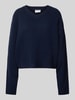 Jake*s Casual Wollpullover mit abgerundetem V-Ausschnitt Dunkelblau