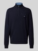 Fynch-Hatton Strickpullover mit Troyer-Kragen Marine