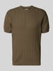 Lindbergh T-Shirt in Strick-Optik mit Zopfmuster Camel