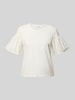COMMA Regular Fit T-Shirt mit Smok-Detail Offwhite