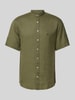 Fynch-Hatton Regular Fit Freizeithemd aus Leinen mit Maokragen Modell 'Summer' Khaki Melange