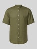 Fynch-Hatton Regular Fit Freizeithemd aus Leinen mit Stehkragen Modell 'Summer' Khaki Melange