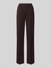 Milano Italy straight fit broek van viscosemix Donkerbruin