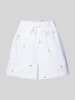 Only Relaxed Fit Shorts aus reiner Baumwolle mit Stickereien Modell 'GRACE' Weiss