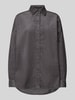 Christian Berg Woman Relaxed fit corduroy blouse met overhemdkraag Grafiet