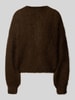 VILLA SOPHIE Relaxed fit gebreide pullover van mohairmix, model 'CAMILLE' Donkerbruin