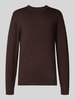 MCNEAL Gebreide pullover met ribboorden Chocoladebruin gemêleerd