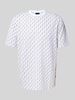 bugatti T-Shirt im Allover-Look mit Rundhalsausschnitt Weiss