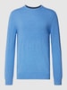 Christian Berg Men Pullover mit Woll-Anteil in unifarbenem Design Bleu meliert