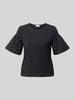 COMMA Regular Fit T-Shirt mit Smok-Detail Black