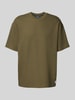Hugo Blue T-shirt z okrągłym dekoltem i fakturowanym wzorem Oliwkowy