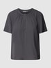 Jake*s Collection Bluse mit Schlüsselloch-Ausschnitt Dunkelgrau
