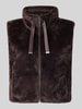 monari Bodywarmer van imitatiebont met opstaande kraag en ritssluiting Chocoladebruin
