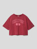 CHAMPION Kort T-shirt met labelprint Donkerrood