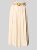 ZABAIONE Midirock mit gelegten Falten und Eingrifftaschen Beige