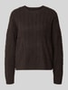 Vero Moda Regular Fit Strickpullover mit Zopfmuster Modell 'ARIES' Schoko